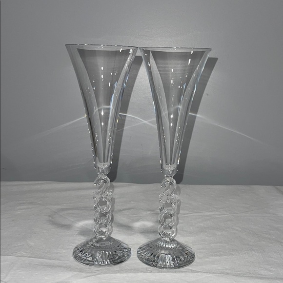 Millennium Glasses Champagne Flutes Crystal Year 2000 Set Of 2 Y2K - Picture 1 of 14